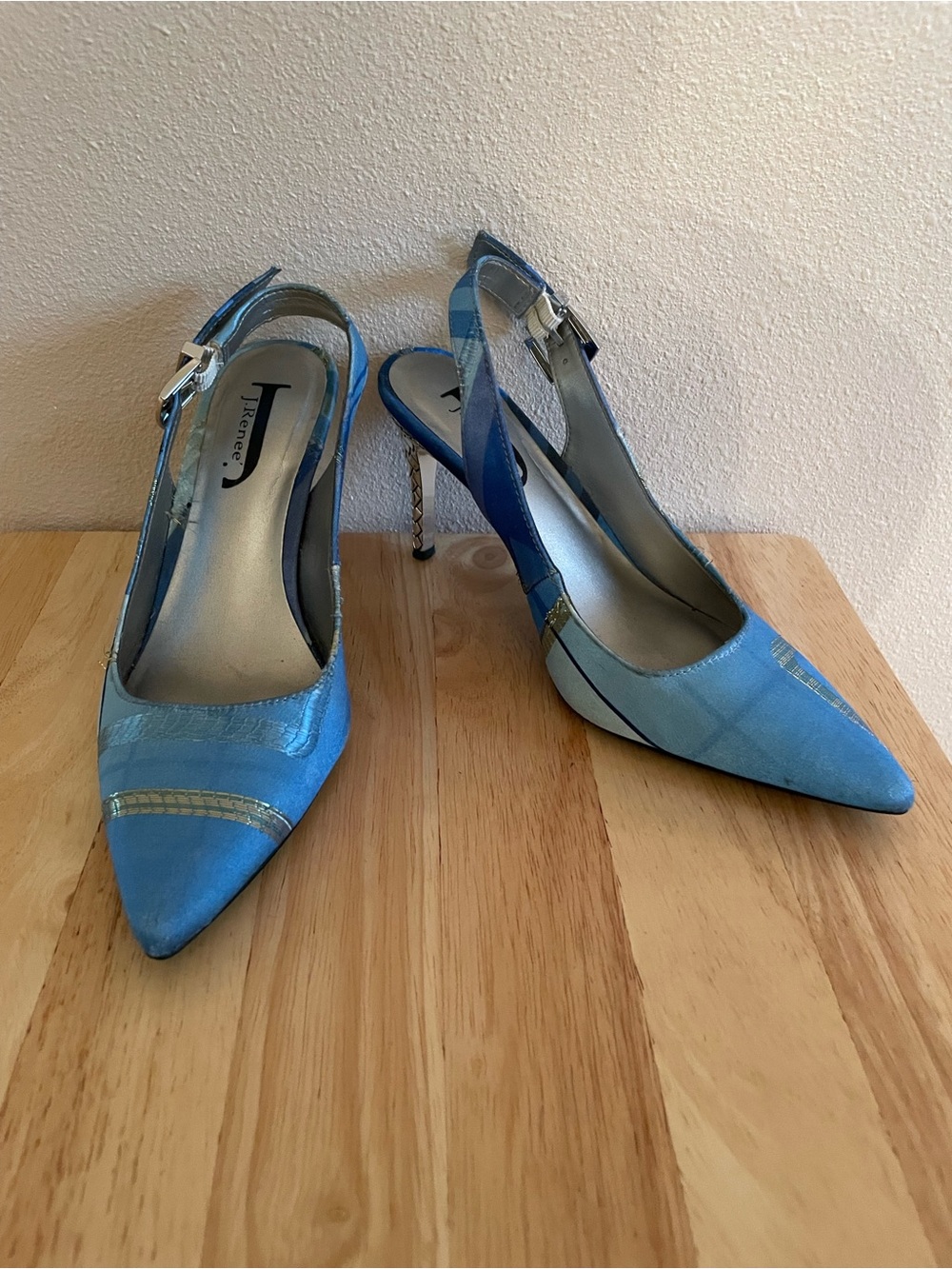 J.Renee Blue Patchwork Slingback Pointed Heels